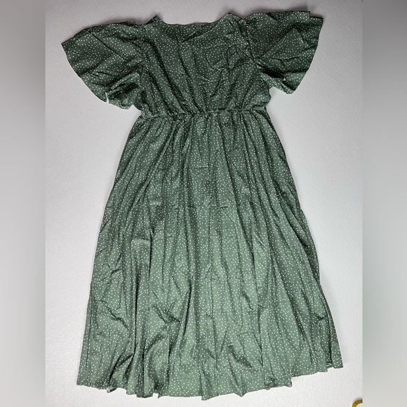 Bloomchic Polka Dot Ruffles Split Maxi Dress Green Size 18/20 NWT - Picture 7 of 10